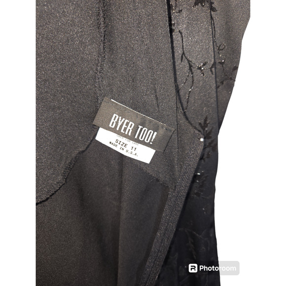 90's Y2K Byer too! Black Floral Whimsey Goth Vampire Formal Dress VTG Sz 11 - Picture 7 of 7